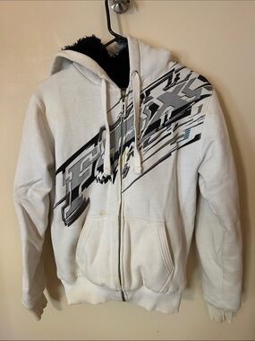 Vintage Fox Racing Y2K Fur Lined Zip up Hoodie jacket  small
